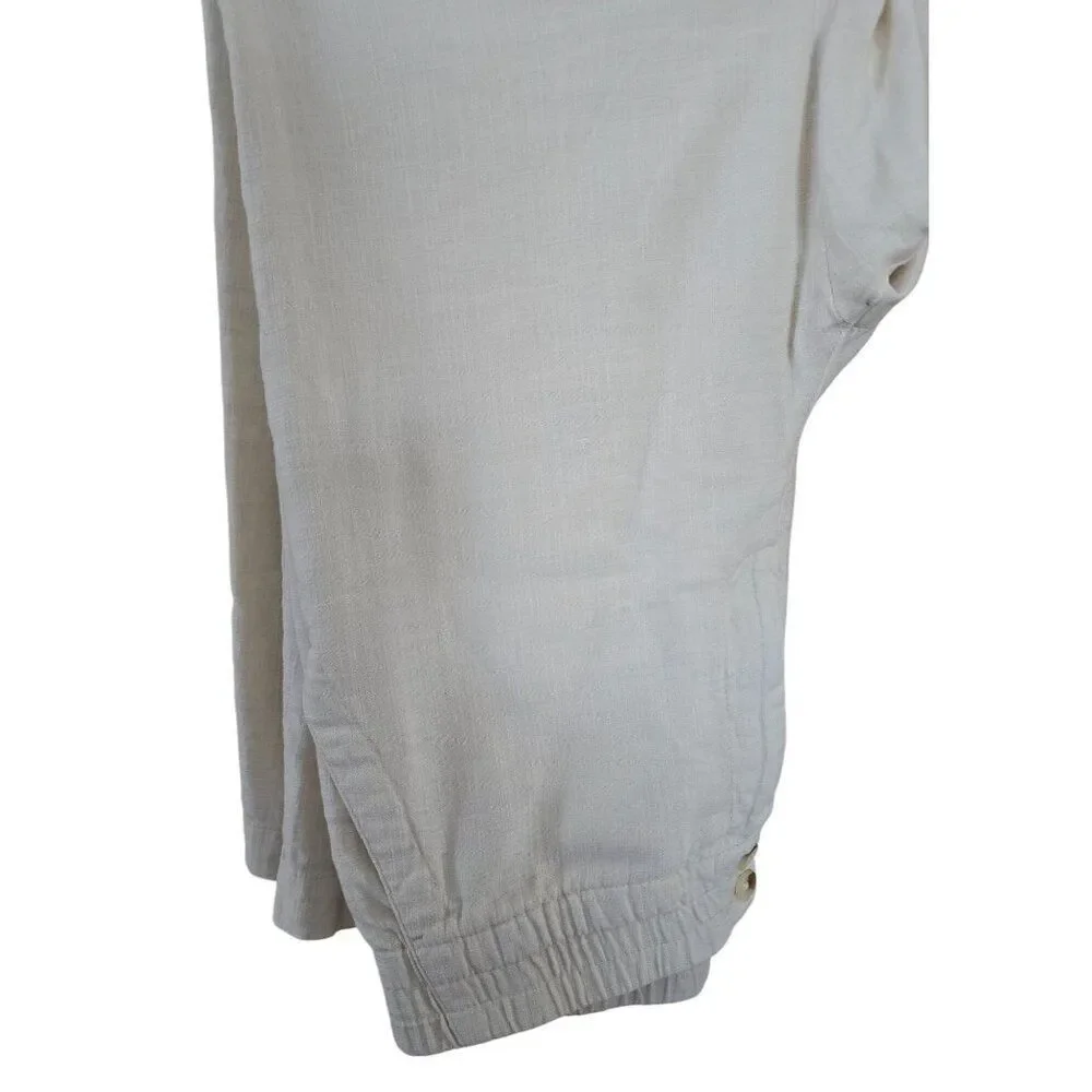 Marine Layer Mens Linen-Blend Elastic Waist Pants Size Small Beige